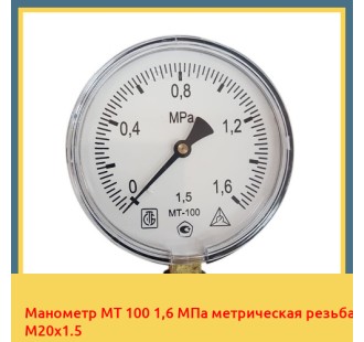 Манометр МТ 100 1,6 МПа метрическая резьба М20х1.5 в Караколе