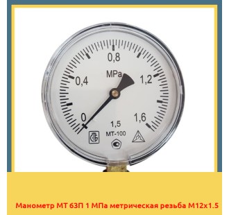 Манометр МТ 63П 1 МПа метрическая резьба М12х1.5 в Караколе